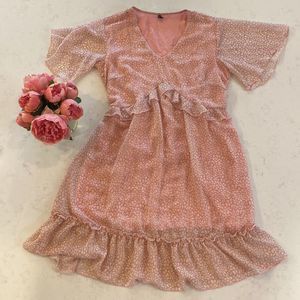 Pink and white Leopard Print Sheer Dress Size Medium